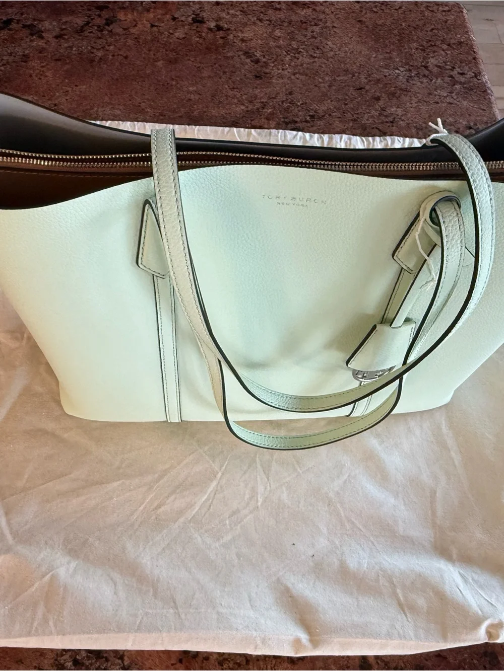 Tory Burch Pale Mint Leather Tote